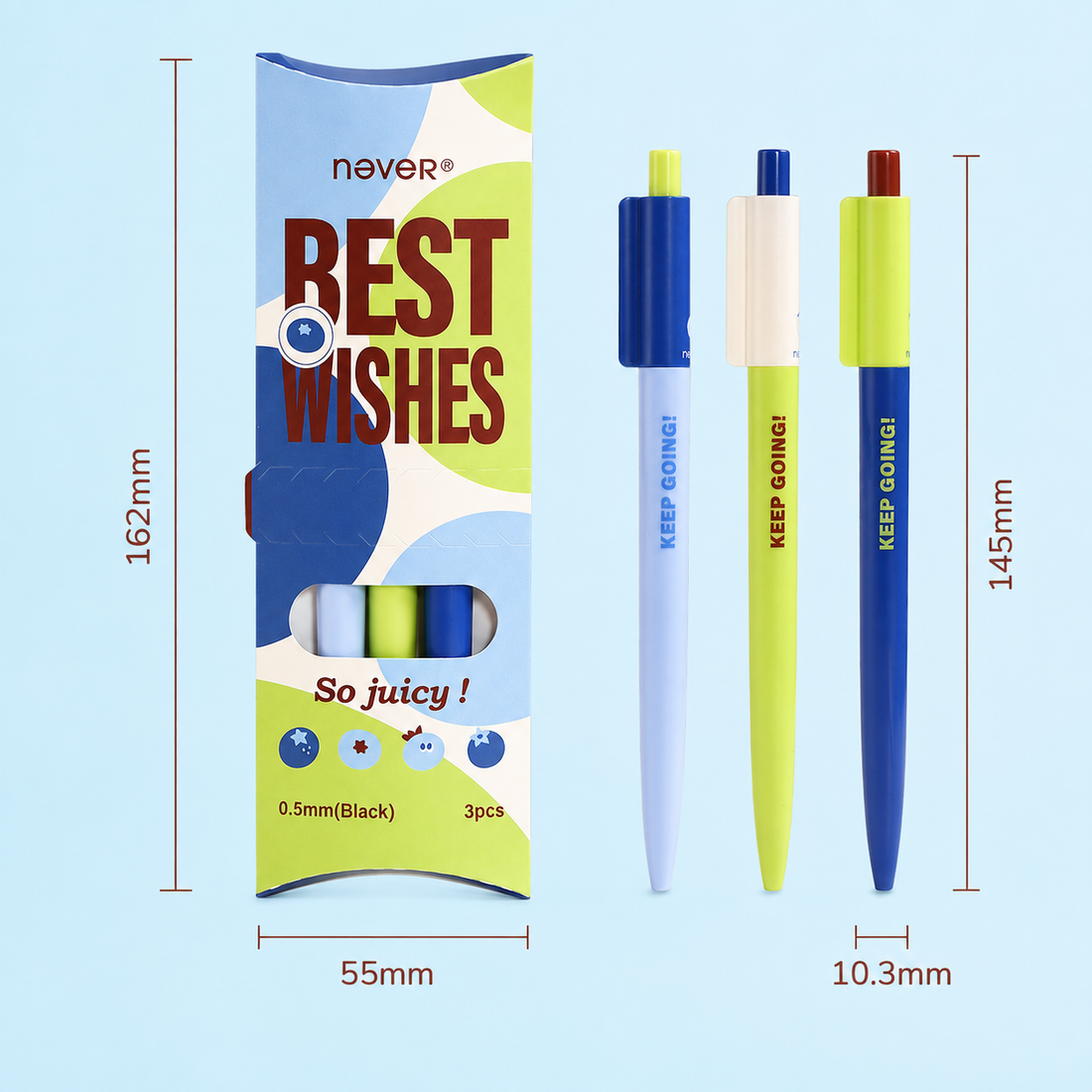 Blueberry Pie Color-Block Gel Pen Set (3 Pcs) by never - color option view for journaling writing tool | Lumiyear