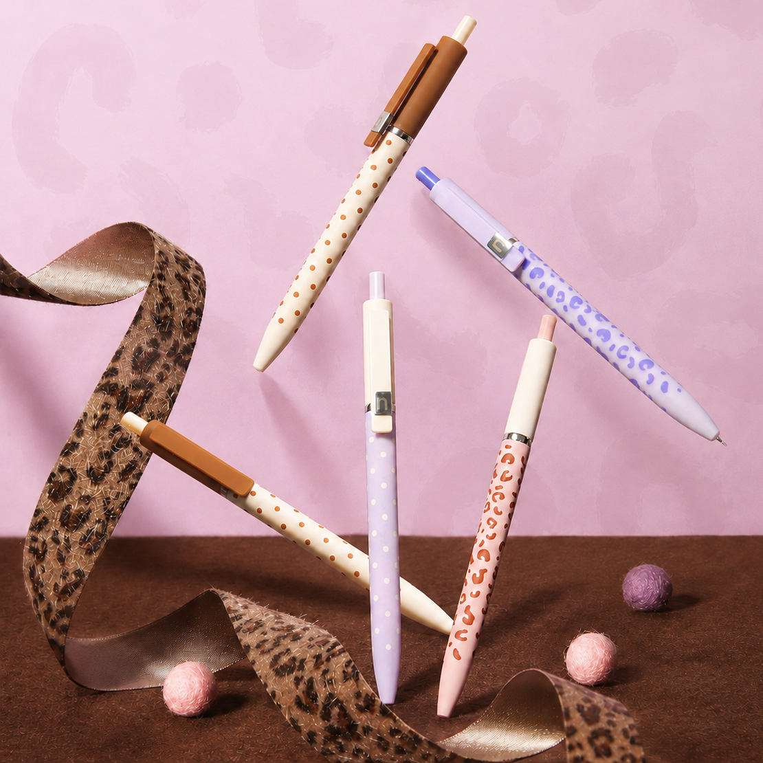 Star Marker Gel Pen Dot & Leopard Series (2 Pcs Set) by never - main product view for journaling writing tool | Lumiyear