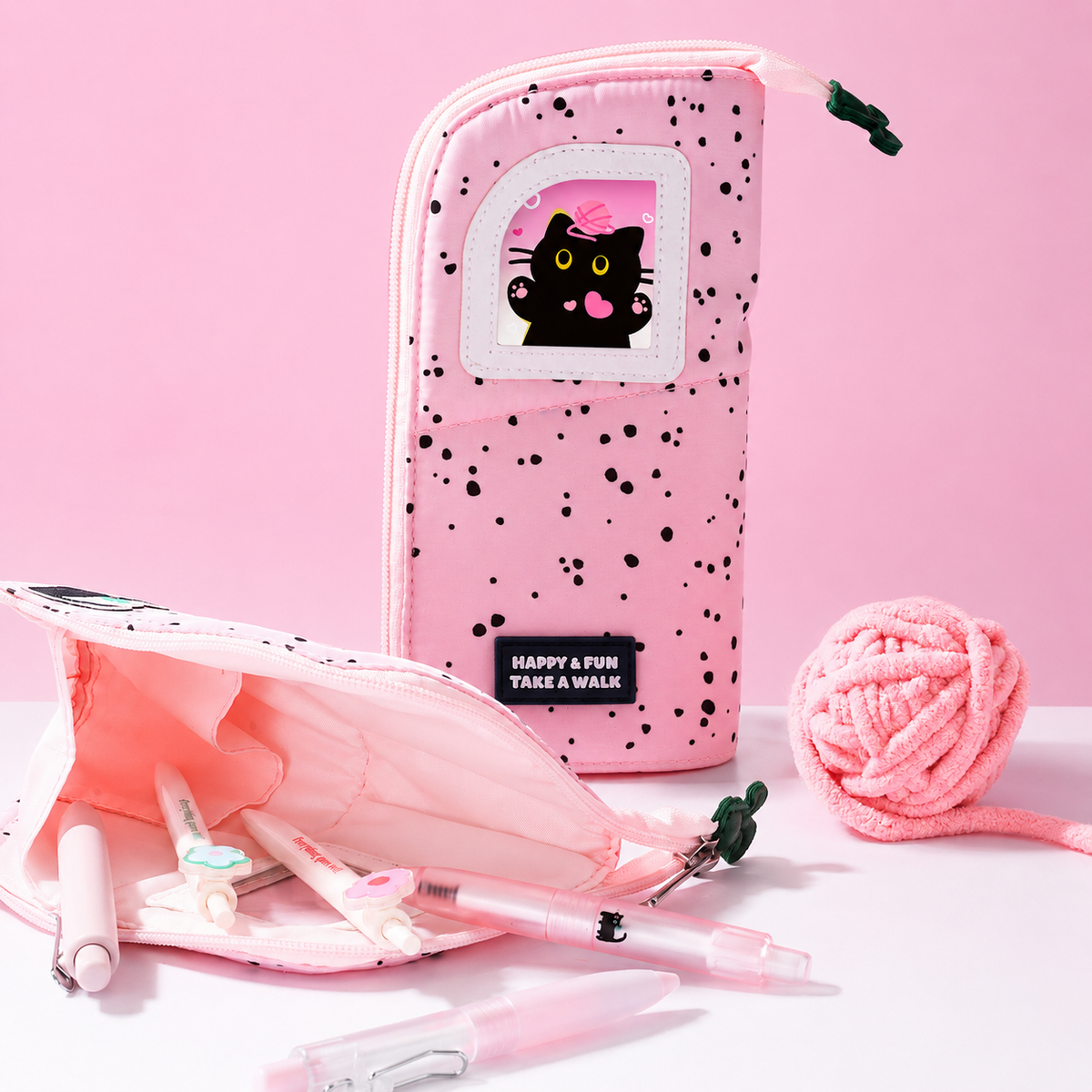 Yarn Kitten Standing Pencil Pouch 2-in-1 Fold-Down Pen by never - color option view for journaling writing tool | Lumiyear