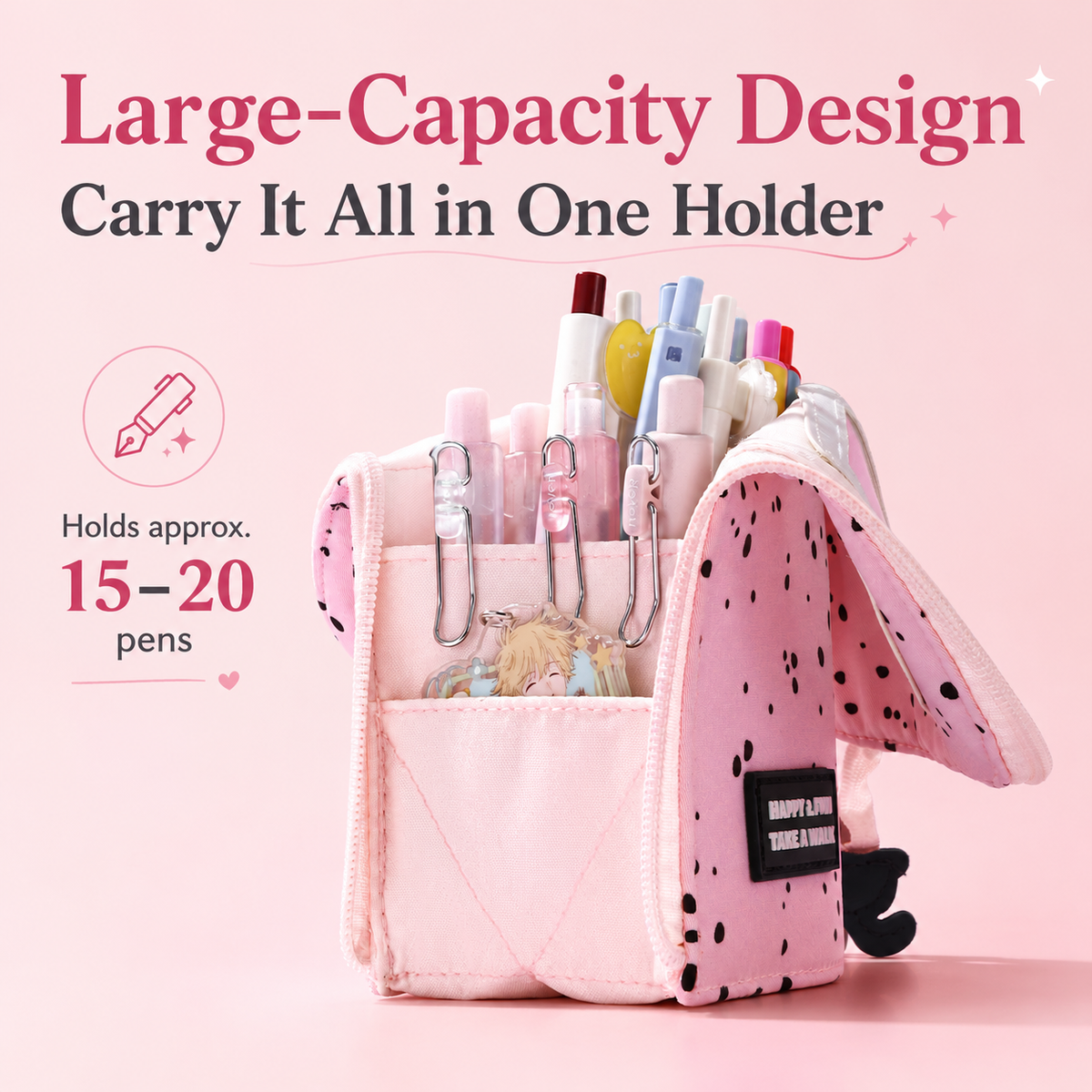 Yarn Kitten Standing Pencil Pouch 2-in-1 Fold-Down Pen Cup by never - detail view for journaling writing tool | Lumiyear