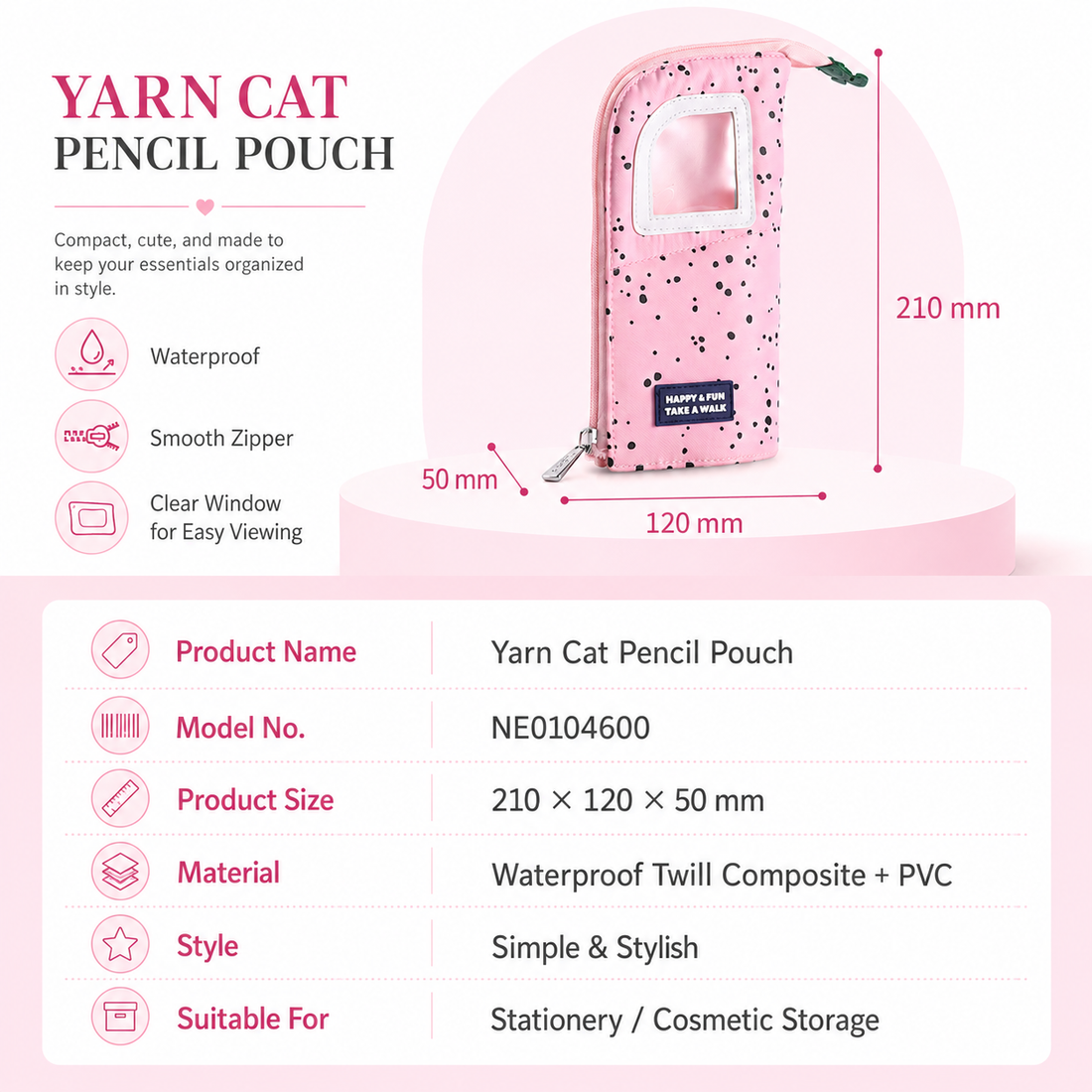 Yarn Kitten Standing Pencil Pouch 2-in-1 Fold-Down Pen by never - color option view for journaling writing tool | Lumiyear