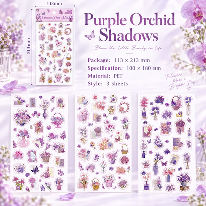 Wandering Blossom PET Floral Sticker Pack (3 Sheets)