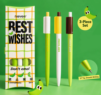 Banana Pie Color-Block Gel Pen Set (3 Pcs) by never - main product view for journaling writing tool | Lumiyear