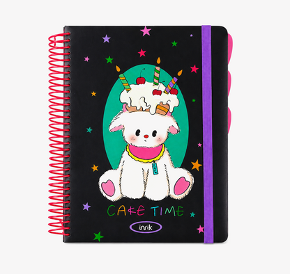 A4 Spiral Notebook with Elastic Band | Cute Retro American Cartoon Journal
