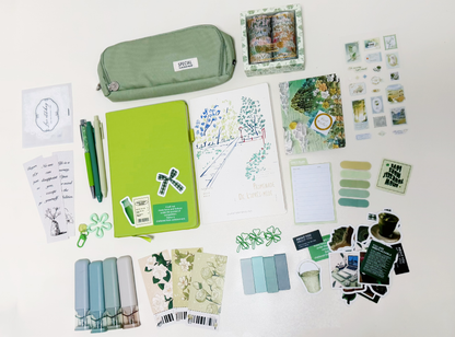 Green Stationery Set | Botanical Forest Journal Gift Box