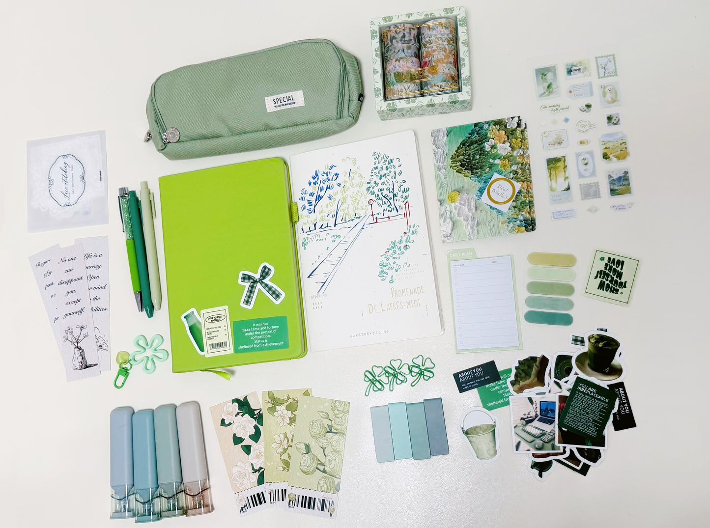 Green Stationery Set | Botanical Forest Journal Gift Box