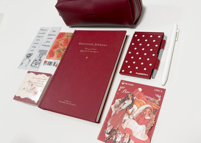 Aesthetic Bordeaux Red Gratitude Journal Gift Set by lumiyear - color option view for stationery gift set | Lumiyear